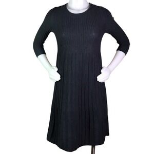EILEEN FISHER CHARCOAL GREY‎ RIBBED STRETCH DRESS